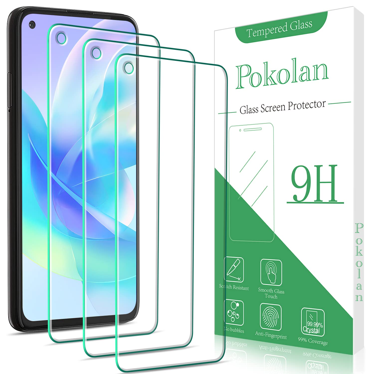 Pokolan [3 Pack Designed For Motorola Moto G Stylus 5G, Moto G Stylus 2021 Screen Protector Tempered Glass, Support Fingerprint